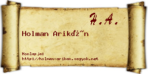 Holman Arikán névjegykártya